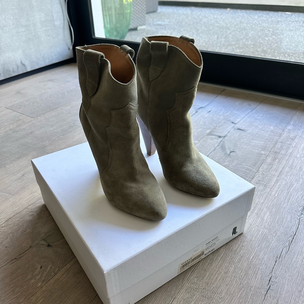Isabel Marant Sage Color Suede Roxann Bootie - Picture 2 of 4